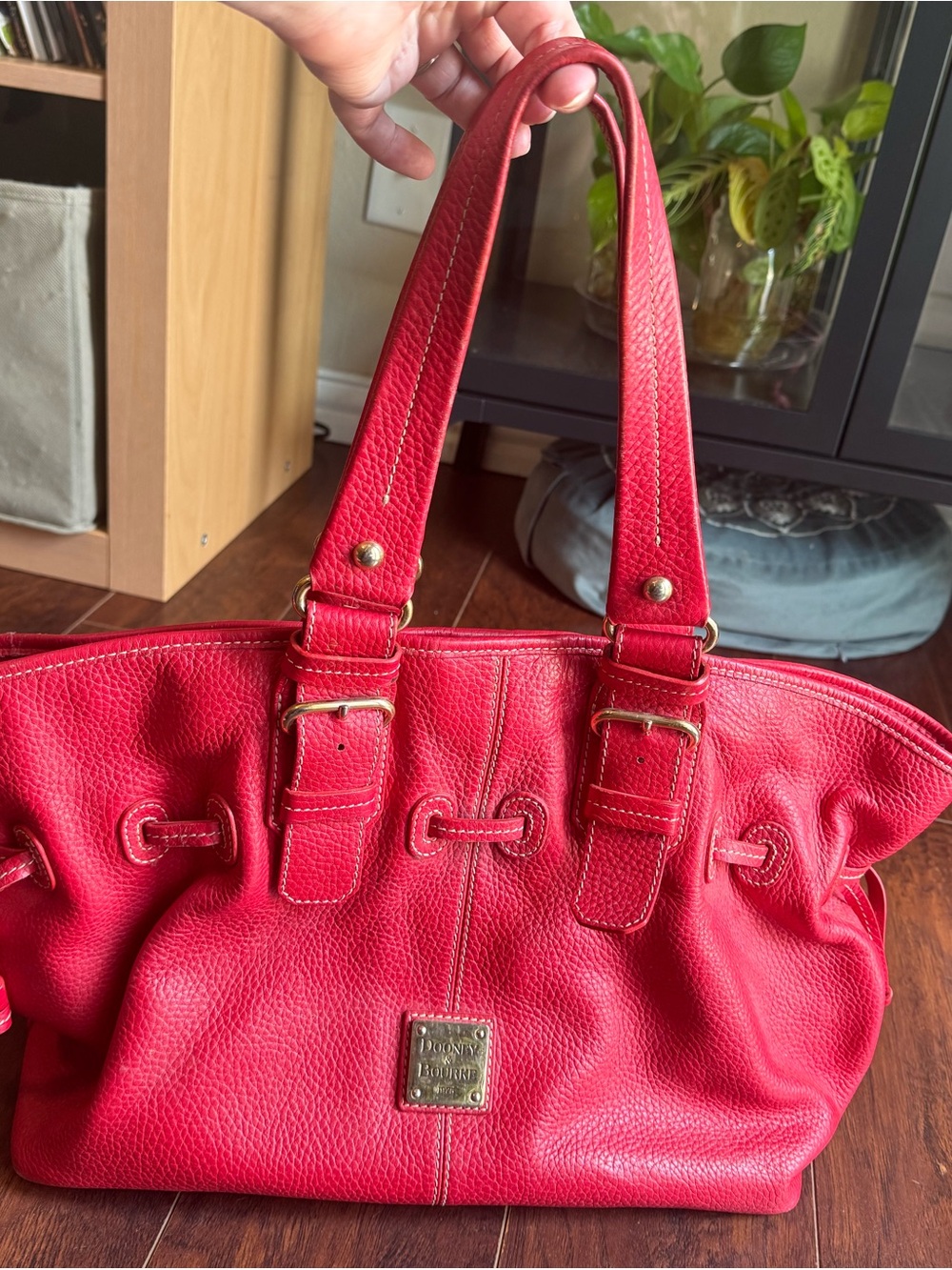 Dooney & Bourke Red Pebbled Leather Shoulder Tote